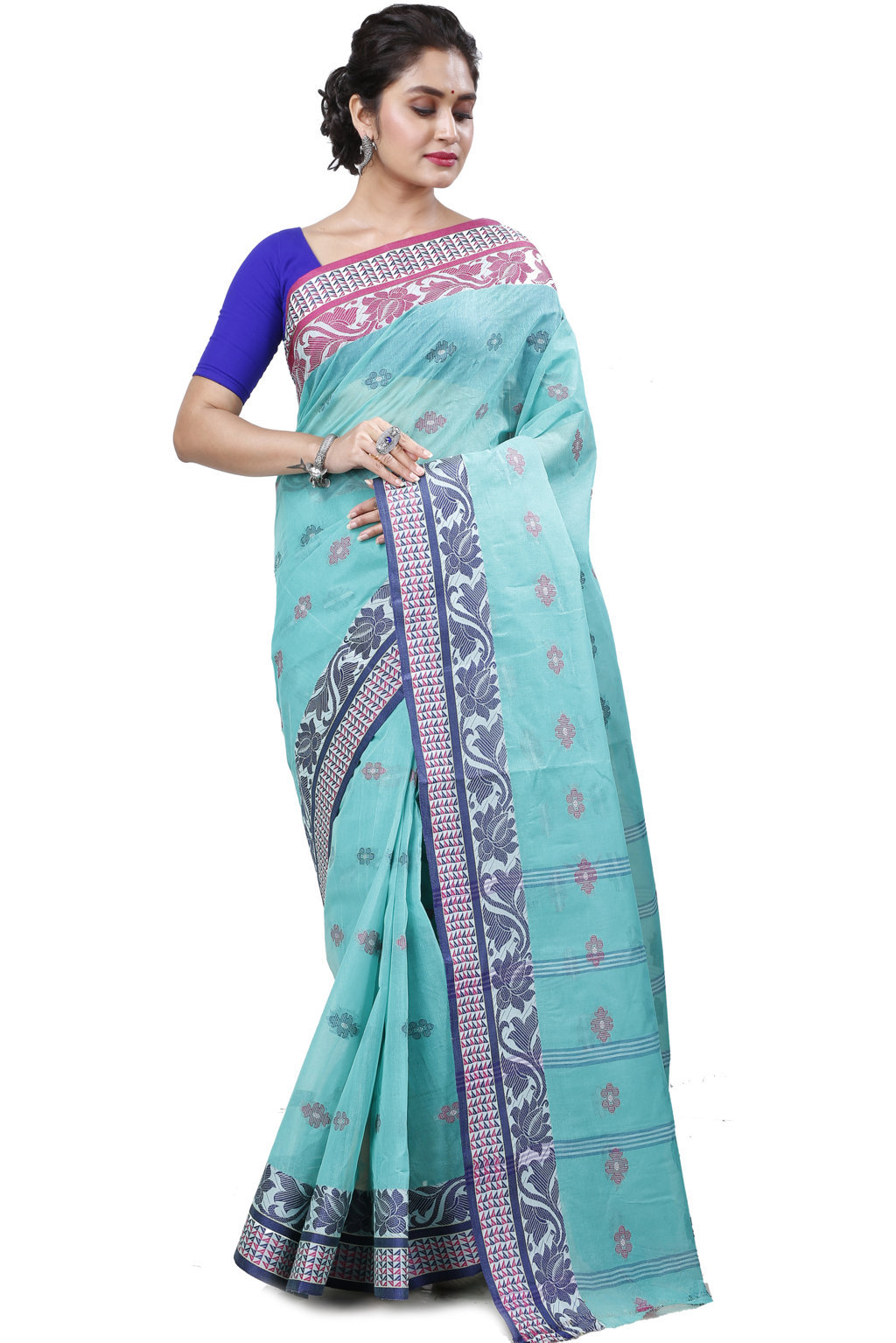 See Green Pure Cotton Raina Tant Saree (997)